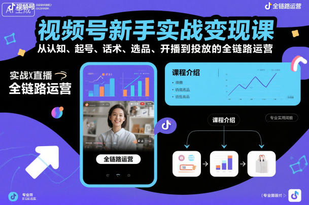 视频号新手实战变现课,从认知、起号、话术、选品、开播到投放的全链路运营插图 视频号新手实战变现课,从认知、起号、话术、选品、开播到投放的全链路运营