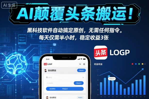 AI颠覆头条搬运!黑科技软件自动搞定原创,无需任何指令。每天仅需半小时,稳定收益3张【揭秘】插图 AI颠覆头条搬运!黑科技软件自动搞定原创,无需任何指令。每天仅需半小时,稳定收益3张【揭秘】