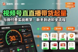 视频号直播带货起量与微付费实战教学,新手到进阶全流程