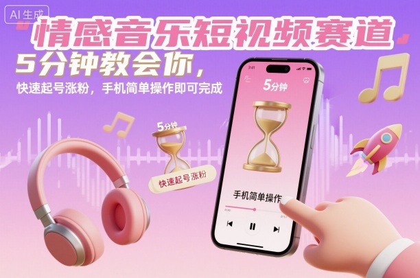 情感音乐短视频赛道,5分钟教会你,快速起号涨粉,手机简单操作即可完成插图 情感音乐短视频赛道,5分钟教会你,快速起号涨粉,手机简单操作即可完成