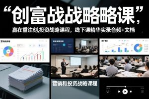 创富战略课，赢在重注时刻，营销和投资战略课程，线下课精华实录音频+文档