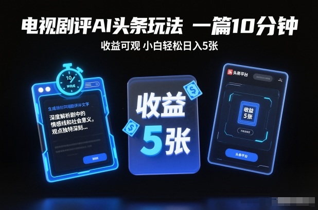 电视剧评AI头条玩法,一篇10分钟,收益可观,小白轻松日入5张+【独家】插图 电视剧评AI头条玩法,一篇10分钟,收益可观,小白轻松日入5张+【独家】