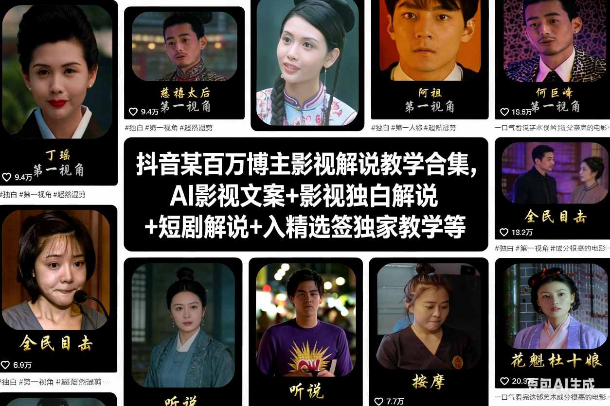 抖音某百万博主影视解说教学合集,AI影视文案+影视独白解说+短剧解说+入精选签独家教学等插图 抖音某百万博主影视解说教学合集,AI影视文案+影视独白解说+短剧解说+入精选签独家教学等