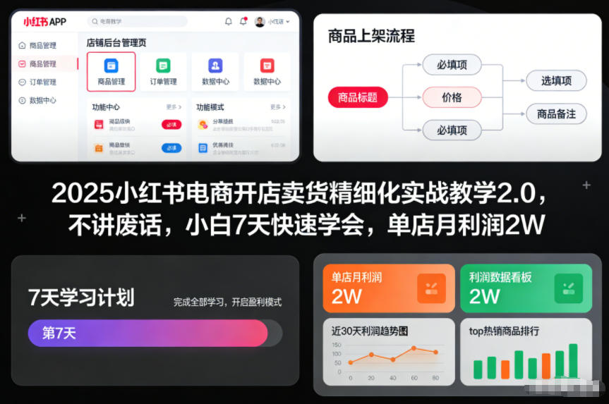 2025小红书电商开店卖货精细化实战教学2.0,不讲废话,小白7天快速学会,单店月利润2W插图 2025小红书电商开店卖货精细化实战教学2.0,不讲废话,小白7天快速学会,单店月利润2W