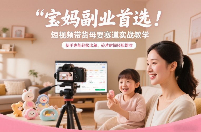 宝妈副业首选!短视频带货母婴赛道实战教学,新手也能轻松出单,碎片时间轻松增收插图 宝妈副业首选!短视频带货母婴赛道实战教学,新手也能轻松出单,碎片时间轻松增收