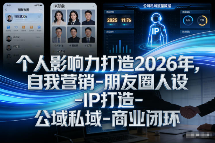 个人影响力打造2026年,自我营销-朋友圈人设-IP打造-公域私域-商业闭环插图 个人影响力打造2026年,自我营销-朋友圈人设-IP打造-公域私域-商业闭环