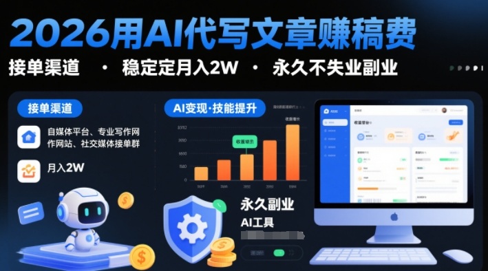 2026用AI代写文章賺稿费,提供接单渠道,稳定月入2W,永久不失业副业插图 2026用AI代写文章賺稿费,提供接单渠道,稳定月入2W,永久不失业副业