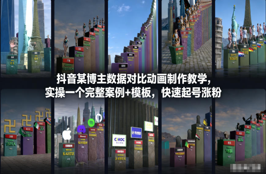 抖音某博主数据对比动画制作教学,实操完整案例+模板,快速起号涨粉插图 抖音某博主数据对比动画制作教学,实操完整案例+模板,快速起号涨粉