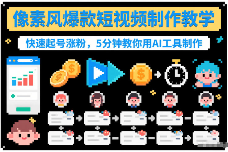像素风爆款短视频制作教学,快速起号涨粉,5分钟教你用AI工具制作插图 像素风爆款短视频制作教学,快速起号涨粉,5分钟教你用AI工具制作