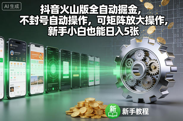 抖音火山版全自动掘金,不封号自动操作,可矩阵放大操作,新手小白也能日入5张【揭秘】插图 抖音火山版全自动掘金,不封号自动操作,可矩阵放大操作,新手小白也能日入5张【揭秘】