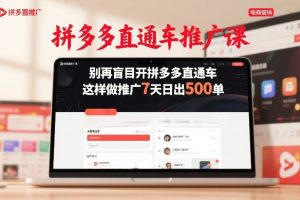 拼多多直通车推广课，别再盲目开拼多多直通车，这样做推广7天日出500单