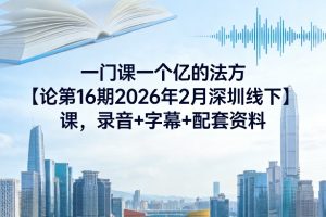 一门课一个亿的法方论第16期2026年2月深圳线下课，录音+字幕+配套资料