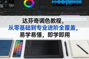 达芬奇调色教程，从零基础到专业进阶全覆盖，易学易懂，即学即用