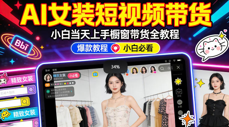 AI女装短视频橱窗带货:小白零门槛当天上手,高佣金爆款轻松賺!插图 AI女装短视频橱窗带货:小白零门槛当天上手,高佣金爆款轻松賺!