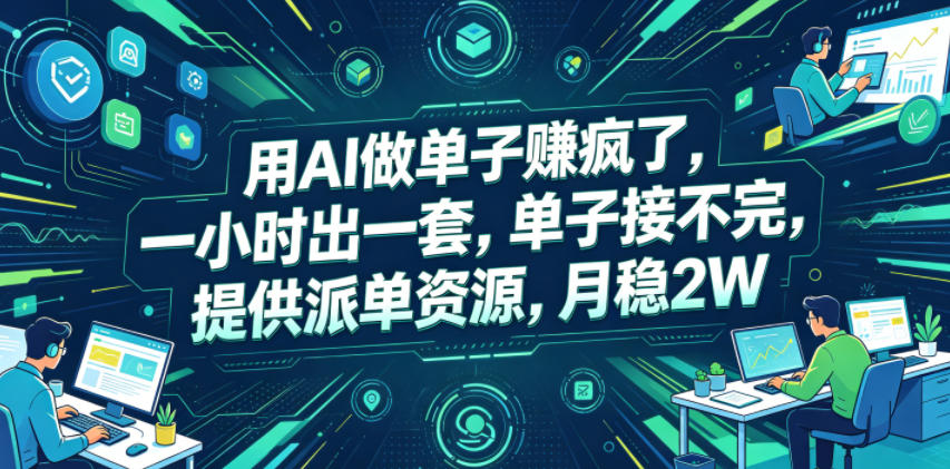 用AI做单子賺疯了,一小时出一套,单子接不完,提供派单资源,月稳2W【揭秘】插图 用AI做单子賺疯了,一小时出一套,单子接不完,提供派单资源,月稳2W【揭秘】