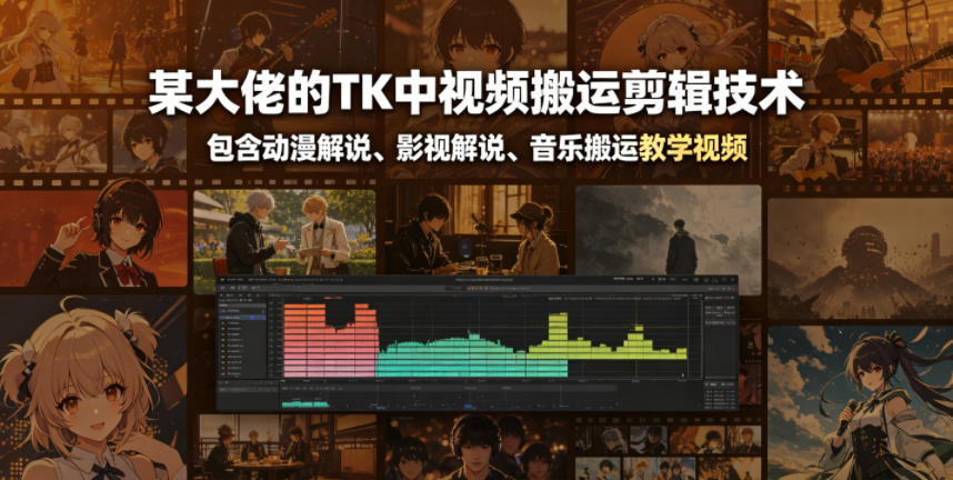 某大佬的TK中视频搬运剪辑技术,包含动漫解说、影视解说、音乐搬运教学视频插图 某大佬的TK中视频搬运剪辑技术,包含动漫解说、影视解说、音乐搬运教学视频