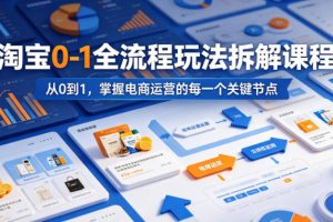 淘宝0-1全流程玩法拆解课程，从0到1，掌握电商运营的每一个关键节点