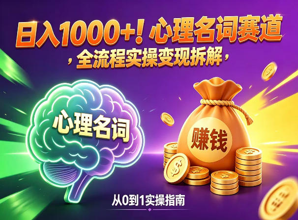 心理名词赛道,新手小白也能做,全流程项目拆解,单日变现1k+插图 心理名词赛道,新手小白也能做,全流程项目拆解,单日变现1k+