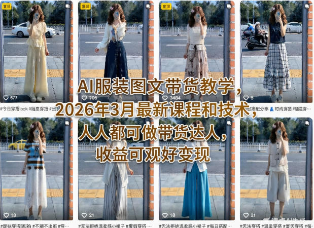 AI服装图文带货教学,2026年3月最新课程和技术,人人都可做带货达人,收益可观好变现插图 AI服装图文带货教学,2026年3月最新课程和技术,人人都可做带货达人,收益可观好变现