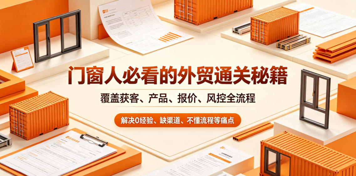 门窗人必看的外贸通关秘籍,块覆盖获客、产品、报价、风控全流程,解决0经验、缺渠道、不懂流程等痛点插图 门窗人必看的外贸通关秘籍,块覆盖获客、产品、报价、风控全流程,解决0经验、缺渠道、不懂流程等痛点
