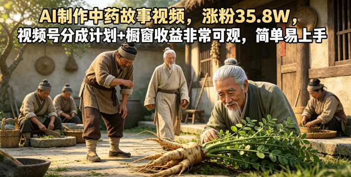 AI制作中药故事视频,涨粉35.8W,视频号分成计划+橱窗收益非常可观,简单易上手插图 AI制作中药故事视频,涨粉35.8W,视频号分成计划+橱窗收益非常可观,简单易上手