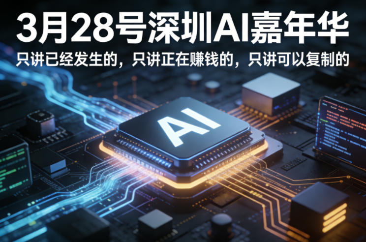 3月28号深圳AI嘉年华,只讲已经发生的,只讲正在賺钱的,只讲可以复制的插图 3月28号深圳AI嘉年华,只讲已经发生的,只讲正在賺钱的,只讲可以复制的