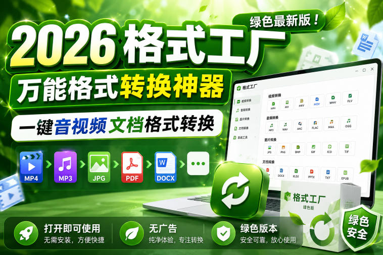 2026格式工厂绿色最新版!万能格式转换神器,一键音视频文档格式转换,打开即可使用,无广告绿色版本插图 2026格式工厂绿色最新版!万能格式转换神器,一键音视频文档格式转换,打开即可使用,无广告绿色版本