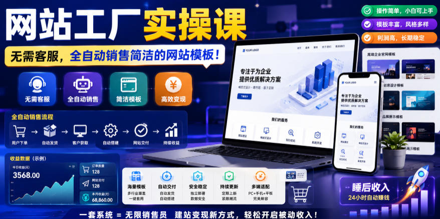 网站工厂实操课,无需客服,网站模板自动赚钱!【原创双语字幕】插图 网站工厂实操课,无需客服,网站模板自动赚钱!【原创双语字幕】