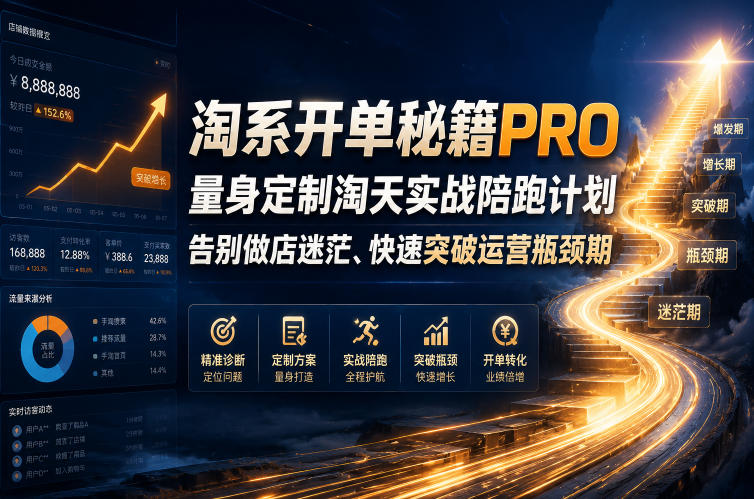 淘系开单秘籍PRO,量身定制淘天实战陪跑计划,告别做店迷茫、快速突破运营瓶颈期(2026年6月11)插图 淘系开单秘籍PRO,量身定制淘天实战陪跑计划,告别做店迷茫、快速突破运营瓶颈期(2026年6月11)