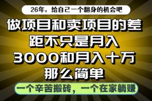 做项目和卖项目不只是月入3K和10W那么简单，一个努力搬砖，一个在家躺賺【揭秘】
