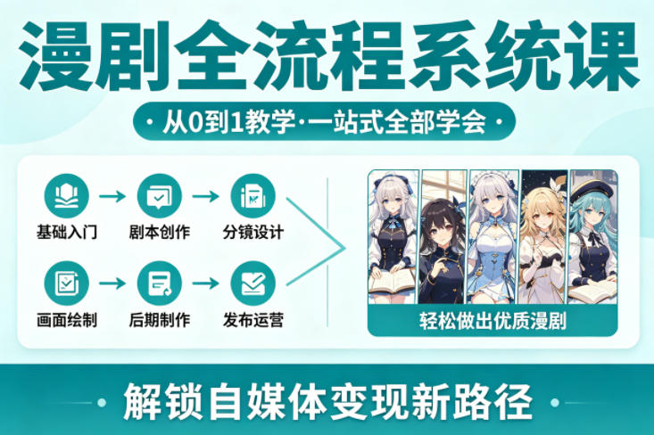 漫剧全流程系统课,从0到1教学,一站式全部学会,轻松做出优质漫剧,解锁自媒体变现新路径插图 漫剧全流程系统课,从0到1教学,一站式全部学会,轻松做出优质漫剧,解锁自媒体变现新路径
