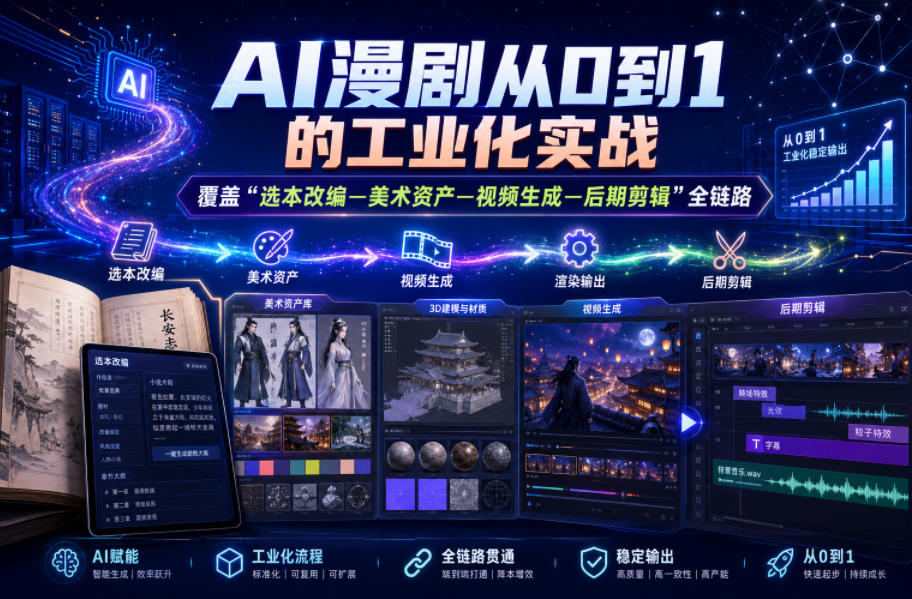 AI漫剧从0到1的工业化实战,覆盖“选本改编—美术资产—视频生成—后期剪辑”全链路(更新6月)插图 AI漫剧从0到1的工业化实战,覆盖“选本改编—美术资产—视频生成—后期剪辑”全链路(更新6月)