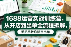 1688运营实战训练营,从开店到出单全流程拆解,手把手教你稳定出单(更新0620)