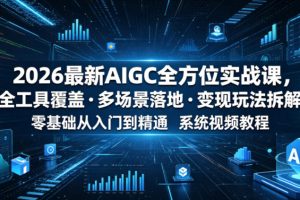 2026最新AIGC全方位实战课，全工具覆盖多场景落地变现玩法拆解，零基础从入门到精通系统视频教程