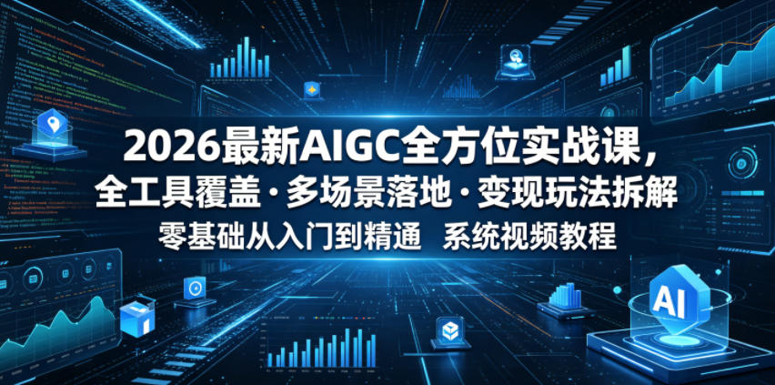 2026最新AIGC全方位实战课,全工具覆盖多场景落地变现玩法拆解,零基础从入门到精通系统视频教程插图 2026最新AIGC全方位实战课,全工具覆盖多场景落地变现玩法拆解,零基础从入门到精通系统视频教程