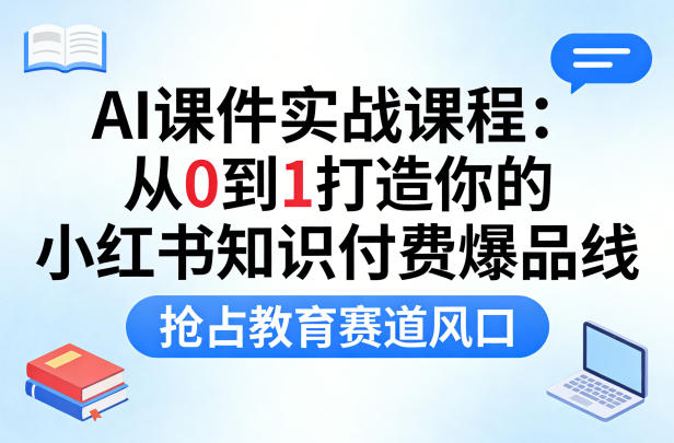 AI课件实战课程,从0到1打造你的小红书知识付费爆品线,抢占教育赛道风口插图 AI课件实战课程,从0到1打造你的小红书知识付费爆品线,抢占教育赛道风口