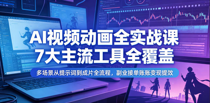 AI视频动画全实战课,7大主流工具全覆盖,多场景从提示词到成片全流程,副业接单账号变现提效插图 AI视频动画全实战课,7大主流工具全覆盖,多场景从提示词到成片全流程,副业接单账号变现提效