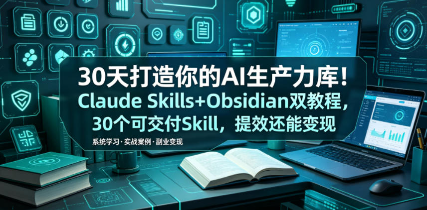 30天打造你的AI生产力库!Claude Skills+Obsidian 双教程,30 个可交付 Skill,提效还能变现插图 30天打造你的AI生产力库!Claude Skills+Obsidian 双教程,30 个可交付 Skill,提效还能变现