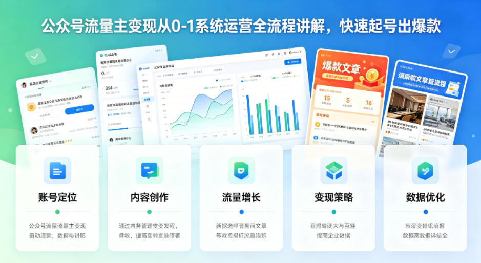 公众号流量主变现从0-1系统运营全流程讲解,快速起号出爆款插图 公众号流量主变现从0-1系统运营全流程讲解,快速起号出爆款