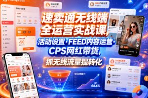 速卖通无线端全运营实战课，活动设置FEED内容运营CPS网红带货，抓无线流量提转化