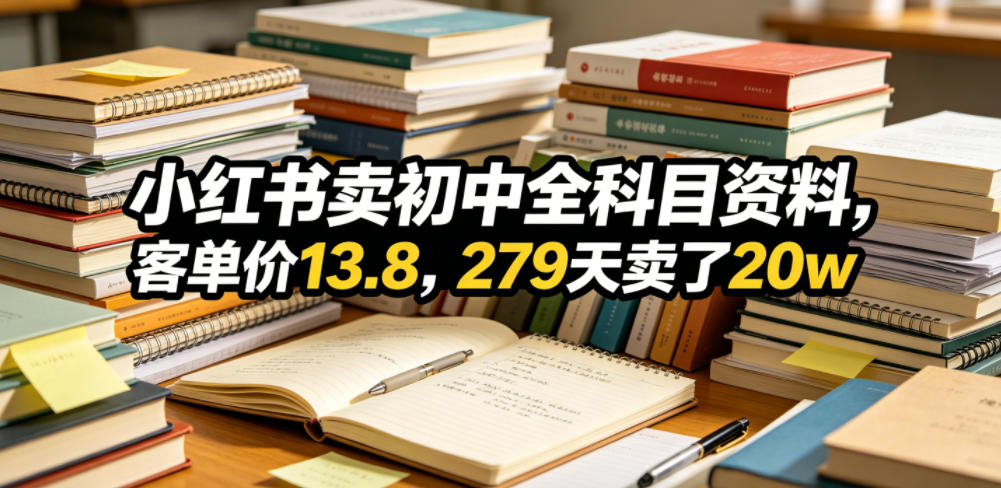 小红书卖初中全科目资料,客单价13.8,279天卖了20w插图 小红书卖初中全科目资料,客单价13.8,279天卖了20w