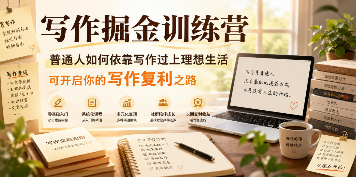 写作掘金训练营,普通人如何依靠写作过上理想生活,可开启你的写作复利之路(更新6月)插图 写作掘金训练营,普通人如何依靠写作过上理想生活,可开启你的写作复利之路(更新6月)