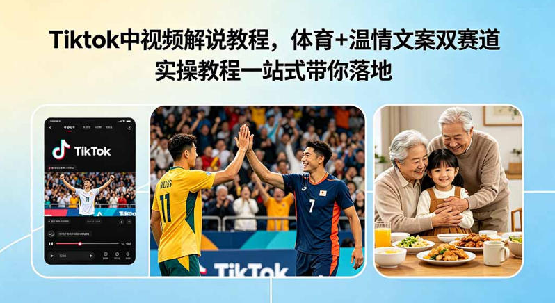 Tiktok中视频解说教程,体育+温情文案双赛道实操教程一站式带你落地,教你出海賺美刀插图 Tiktok中视频解说教程,体育+温情文案双赛道实操教程一站式带你落地,教你出海賺美刀