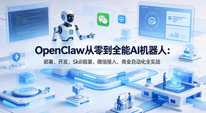 OpenClaw从零到全能AI机器人:部署、开发、Skill组装、微信接入、商业自动化全实战插图 OpenClaw从零到全能AI机器人:部署、开发、Skill组装、微信接入、商业自动化全实战