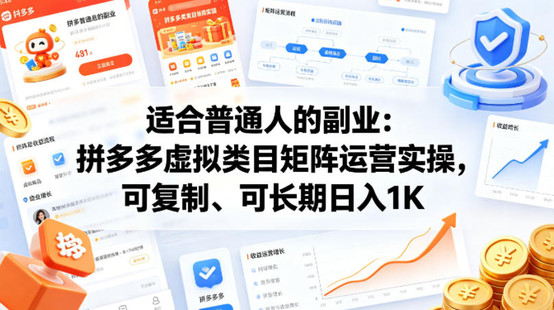 适合普通人的副业:拼多多虚拟类目矩阵运营实操,可复制、可长期日入1K【揭秘】插图 适合普通人的副业:拼多多虚拟类目矩阵运营实操,可复制、可长期日入1K【揭秘】