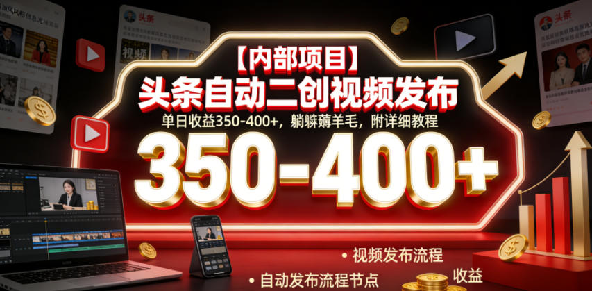 【内部项目】头条自动二创视频发布,单日收益350-400+,躺賺薅羊毛,附详细教程【揭秘】插图 【内部项目】头条自动二创视频发布,单日收益350-400+,躺賺薅羊毛,附详细教程【揭秘】