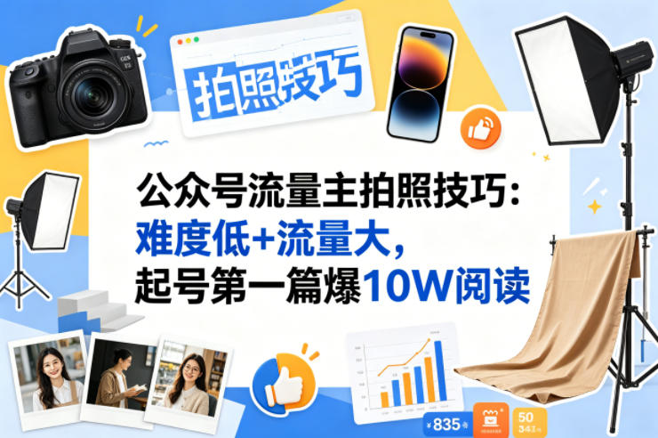 公众号流量主之拍照技巧赛道,难度低+流量大,起号第一篇就爆了10w阅读插图 公众号流量主之拍照技巧赛道,难度低+流量大,起号第一篇就爆了10w阅读