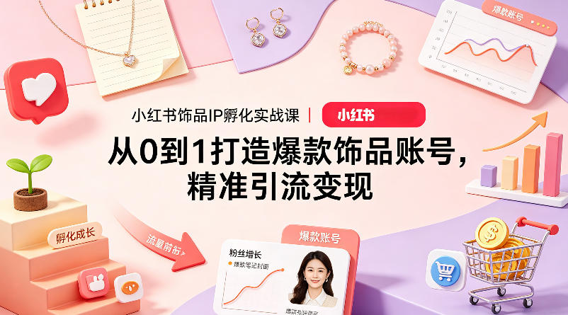 小红书饰品IP孵化实战课|从0到1打造爆款饰品账号,精准引流变现插图 小红书饰品IP孵化实战课|从0到1打造爆款饰品账号,精准引流变现