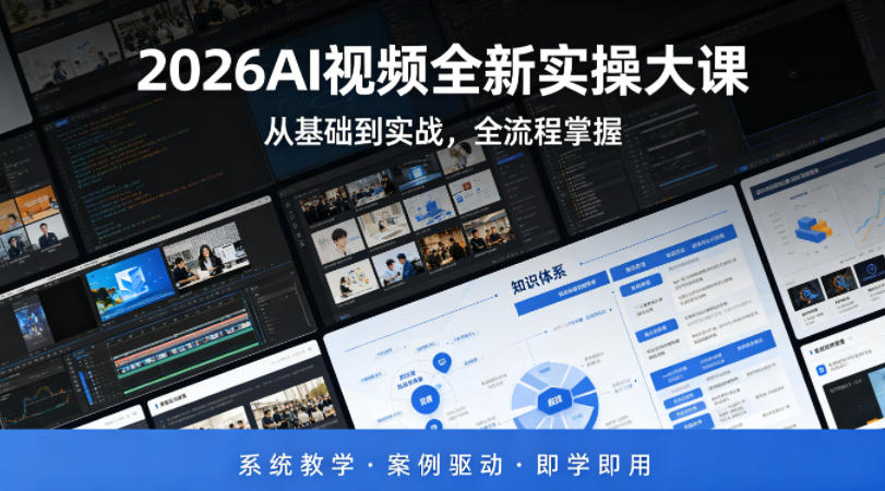 2026AI视频全新实操大课,从基础到实战,全流程掌握,系统教学·案例驱动·即学即用插图 2026AI视频全新实操大课,从基础到实战,全流程掌握,系统教学·案例驱动·即学即用