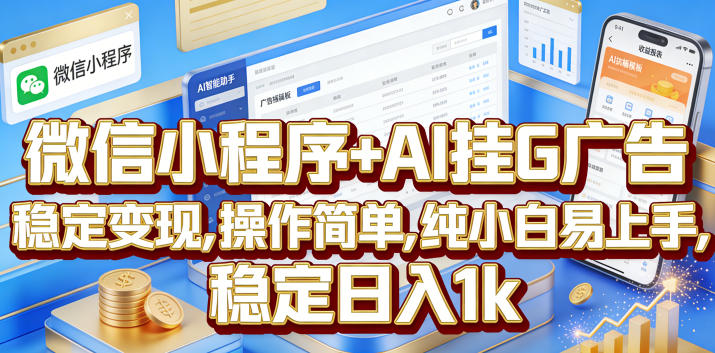 微信小程序+AI挂G广告,稳定变现,操作简单,纯小白易上手,稳定日入1k【揭秘】插图 微信小程序+AI挂G广告,稳定变现,操作简单,纯小白易上手,稳定日入1k【揭秘】